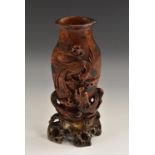 A Chinese soapstone flattened vase,