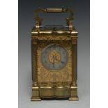 A 19th century French lacquered brass five-glass repeating carriage clock, 5.