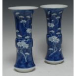 A pair of Chinese porcelain gu-shaped beaker vases,
