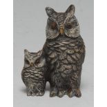 An Austrian cold-painted bronze, of two graduated owls, 5cm high,