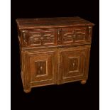 A '17th century' oak block front half cabinet,