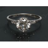 A diamond solitaire ring, round brilliant cut approx 1.