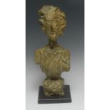 After Alberto Giacometti, a verdigris patinated bronze, Annette, bearing signature to maquette,