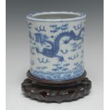 A 19th century Chinese waisted cylindrical brush pot,