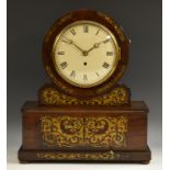 A post-Regency rosewood and brass marquetry drum-head library timepiece,
