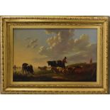 Matthys Quispel (1805 - 1858) Cattle and Herder oil on canvas, label to verso, oil on canvas,