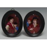 A pair of early George III Birmingham enamel oval plaques,