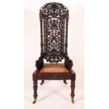A 19th century Burmese hardwood side chair,