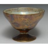 A Wedgwood Dragon and Butterfly lustre ogee-shaped pedestal bowl, designed by Daisy Makeig-Jones,