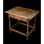 A William III oak and elm rectangular side table,