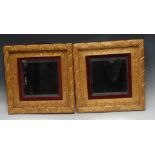 A pair of 19th century giltwood and gesso square looking glasses, wrapped-cord borders,
