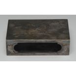 A large German silver rectangular matchbox sleeve, quite plain, 12cm wide, .