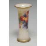 A Royal Worcester waisted cylindrical vase, of waisted cylindrical form,