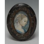 Continental School, late 19th century, a portrait miniature, of a young beauty,