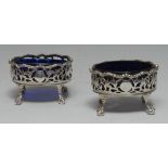 A pair of early George III silver oval salts,