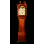 A William IV oak and mahogany long case clock, the arched painted 12in (30.