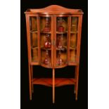 An Edwardian mahogany partial-bow front display cabinet,