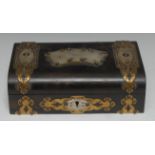 A 19th century gilt brass and mother of pearl mounted rosewood rectangular playing card box,