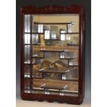 A Chinese hardwood wall hanging display cabinet, 69.