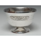Algernon Asprey - an Elizabeth II silver pedestal bowl, quite plain, everted rim, spreading foot,