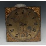 A George III longcase clock movement, 31cm square brass dial inscribed Robert Frost, Nottingham,