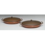 William Arthur Smith Benson (1854 - 1924) - a pair of Arts and Crafts copper oval entree dishes,