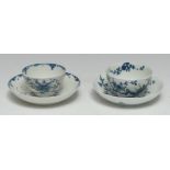 A Worcester Prunus Roots pattern tea bowl and saucer, crescent mark, c.