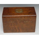 A Victorian oak domed rectangular cigar humidor,