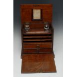 A late 19th/early 20th century oak stationery box,