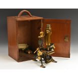 A Watson 'Royal' Compound black lacquered and brass microscope,