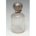 A 19th century silver mounted wrythen glass scent bottle,