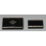 An Art Deco silver and noir enamel cigarette case or snuff box,