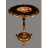 A Victorian papier mache pedestal occasional table,