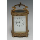 A 19th century French lacquered brass carriage clock, 5.