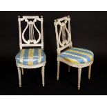 A pair of 18th century French lyre back side chairs,