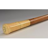 An 18th century gentleman's novelty ivory and malacca walking stick,