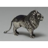 An Edwardian silver novelty pin cushion, as a lion, he stands, 9.