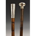 An Edwardian silver-mounted bamboo gentleman's walking stick,
