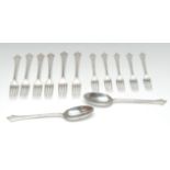 A set of six silver Onslow pattern table forks, Elkington & Co (Frederick Elkington),