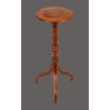 A George III mahogany tripod wine table or kettle stand, circular top with reeded edge,