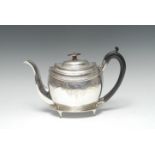 A George III silver oval teapot and stand,