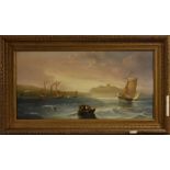 English School (19th century) Rowing and Sailing Boats, off the coast oil on canvas,