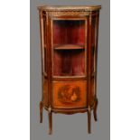 A Louis XV Revival gilt metal mounted mahogany and Vernis Martin shaped serpentine vitrine,