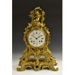 A 19th century French ormolu cartouche-shaped bracket clock,