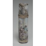 An Austrian enamel and silver-gilt cylindrical scent bottle,