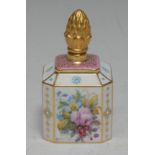 A Lynton porcelain canted square scent bottle, painted by Stefan Nowacki, signed and monogrammed,