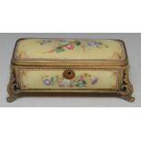 A 19th century French ormolu mounted enamel rounded rectangular casket,