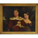 In the manner of Sir Thomas Lawrence Portrait of Children of Title with their Dog, half-length,