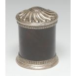 A Victorian silver mounted tortoiseshell cylindrical box, in the 17th century taste,