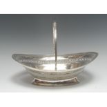 A George III silver oval swing-handled cake basket,